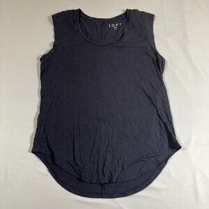 LOFT Tank Top XS Womens Dark Gray Sleeveless Muscle Tee Cotton Modal Curved Hem